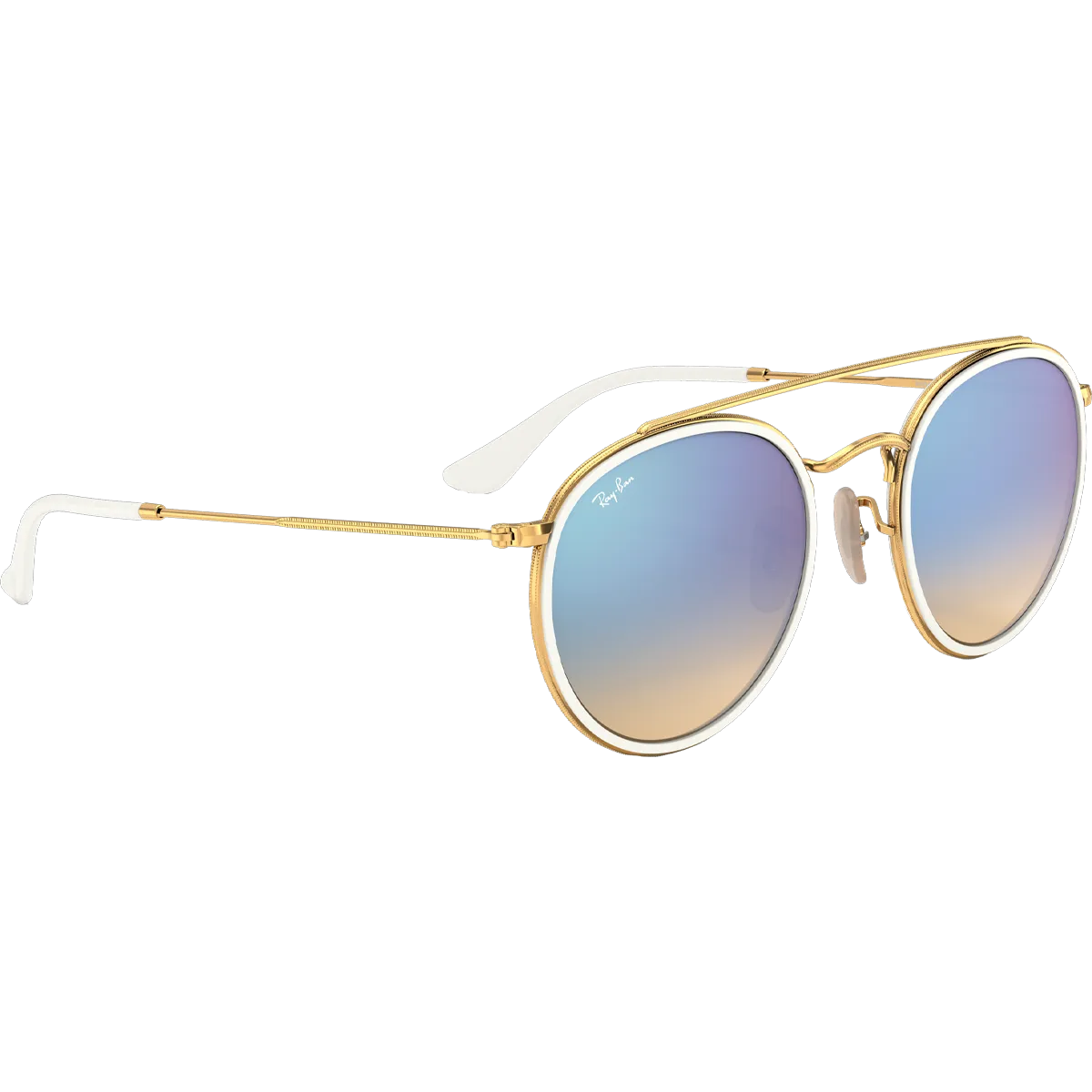 Round Double Bridge - Polished Gold/Blue Flash