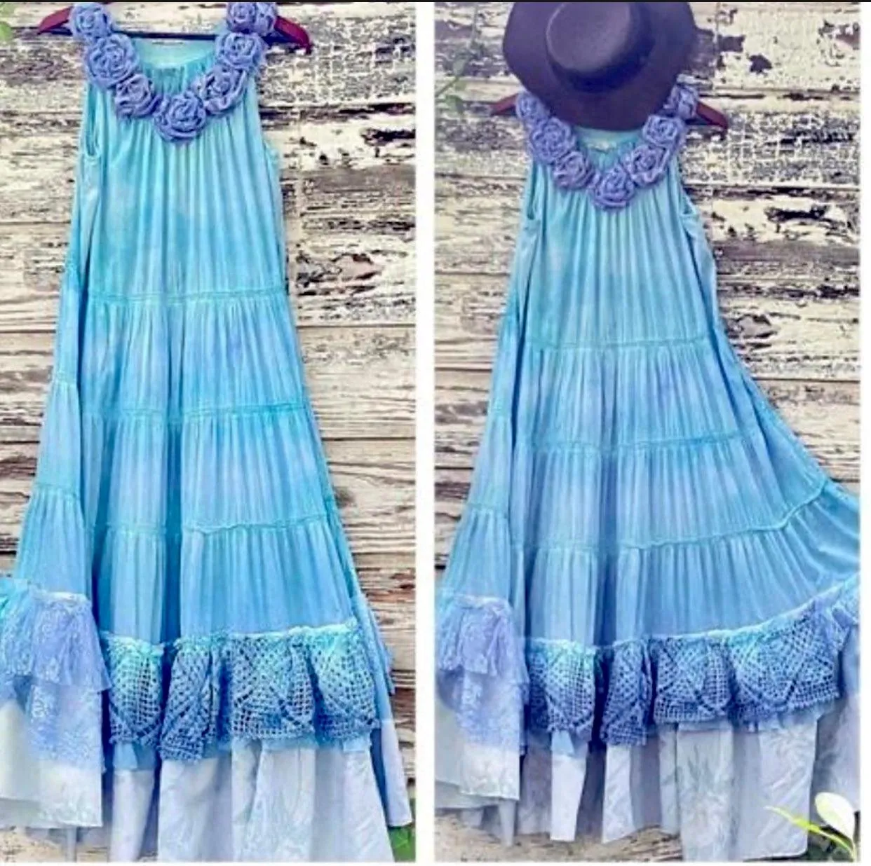 Round Rosette Neck Sleeveless Summer Maxi Dress
