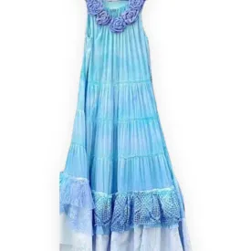 Round Rosette Neck Sleeveless Summer Maxi Dress