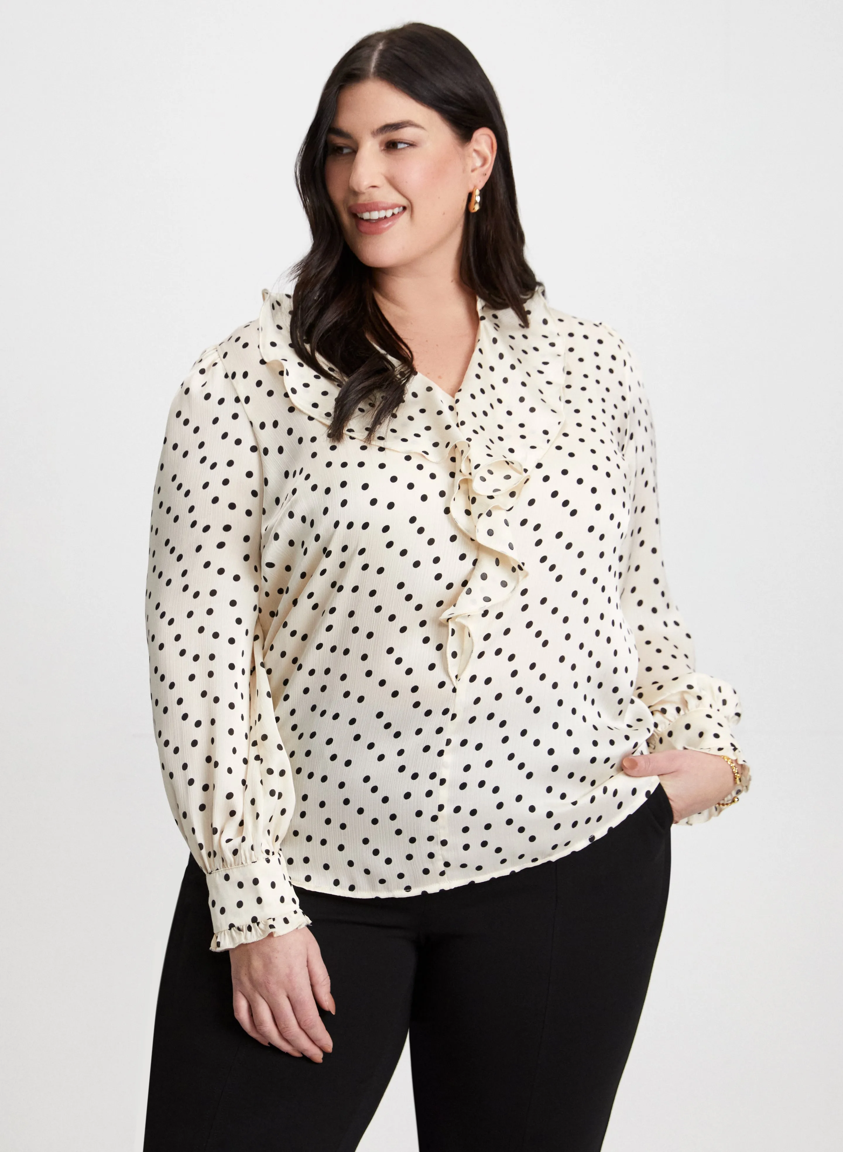 Ruffle Detail Polka Dot Top