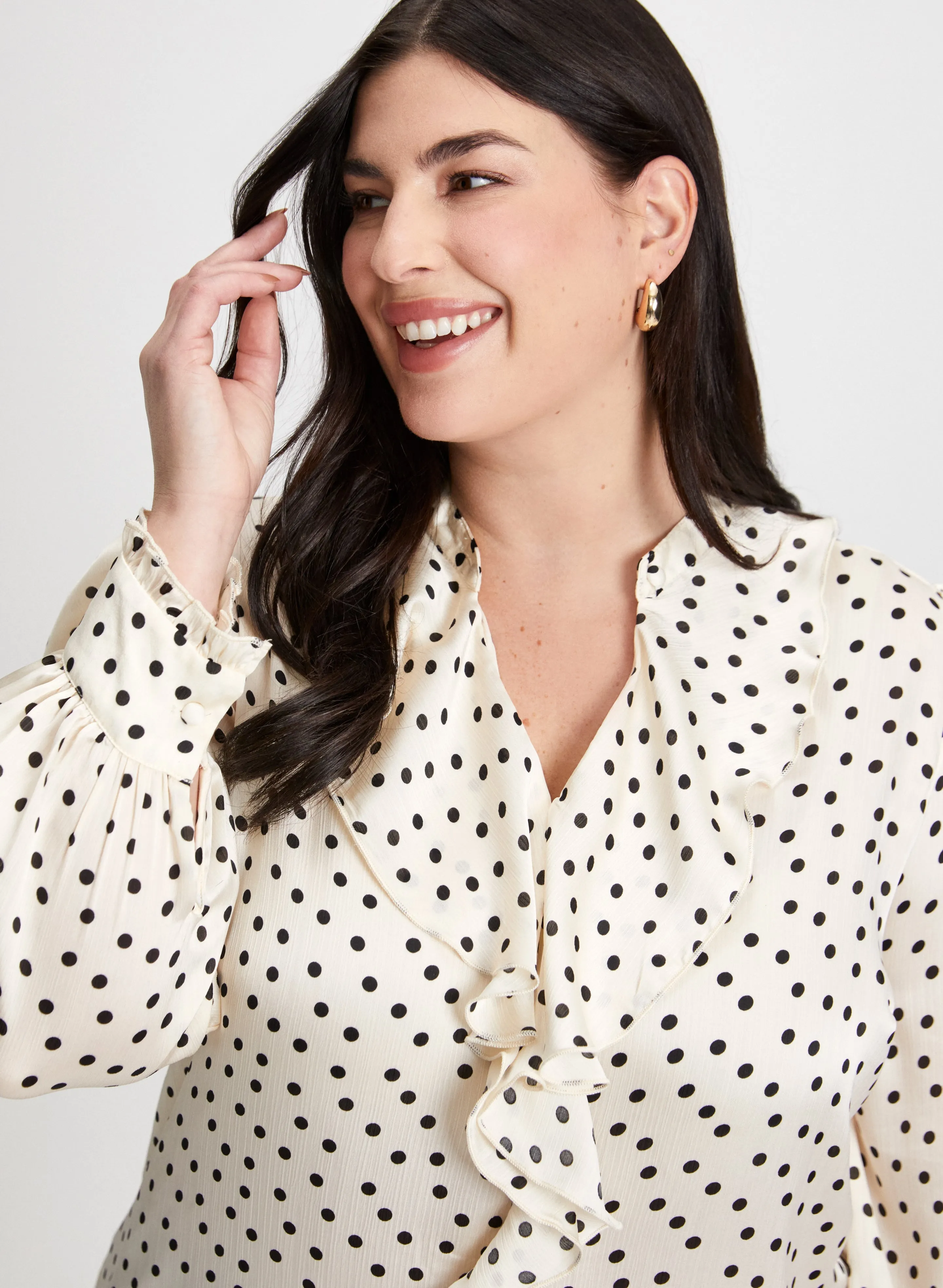 Ruffle Detail Polka Dot Top