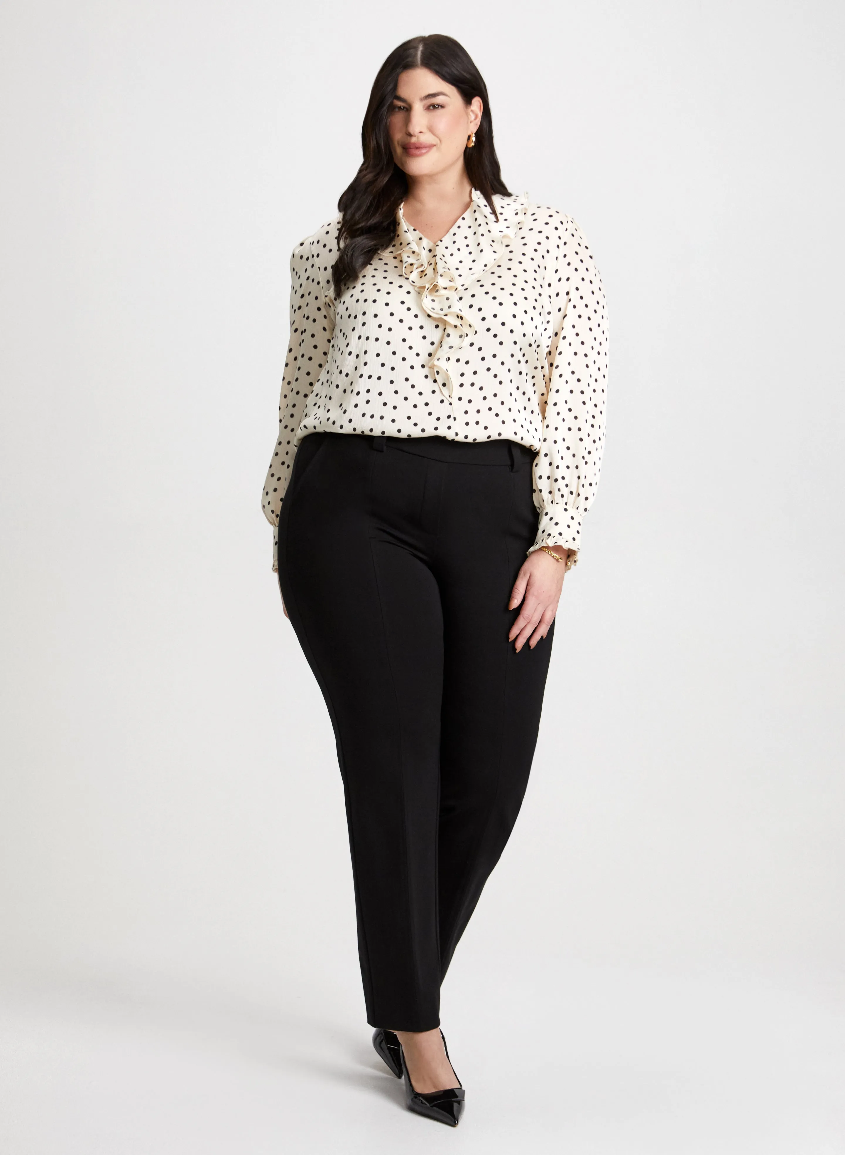 Ruffle Detail Polka Dot Top