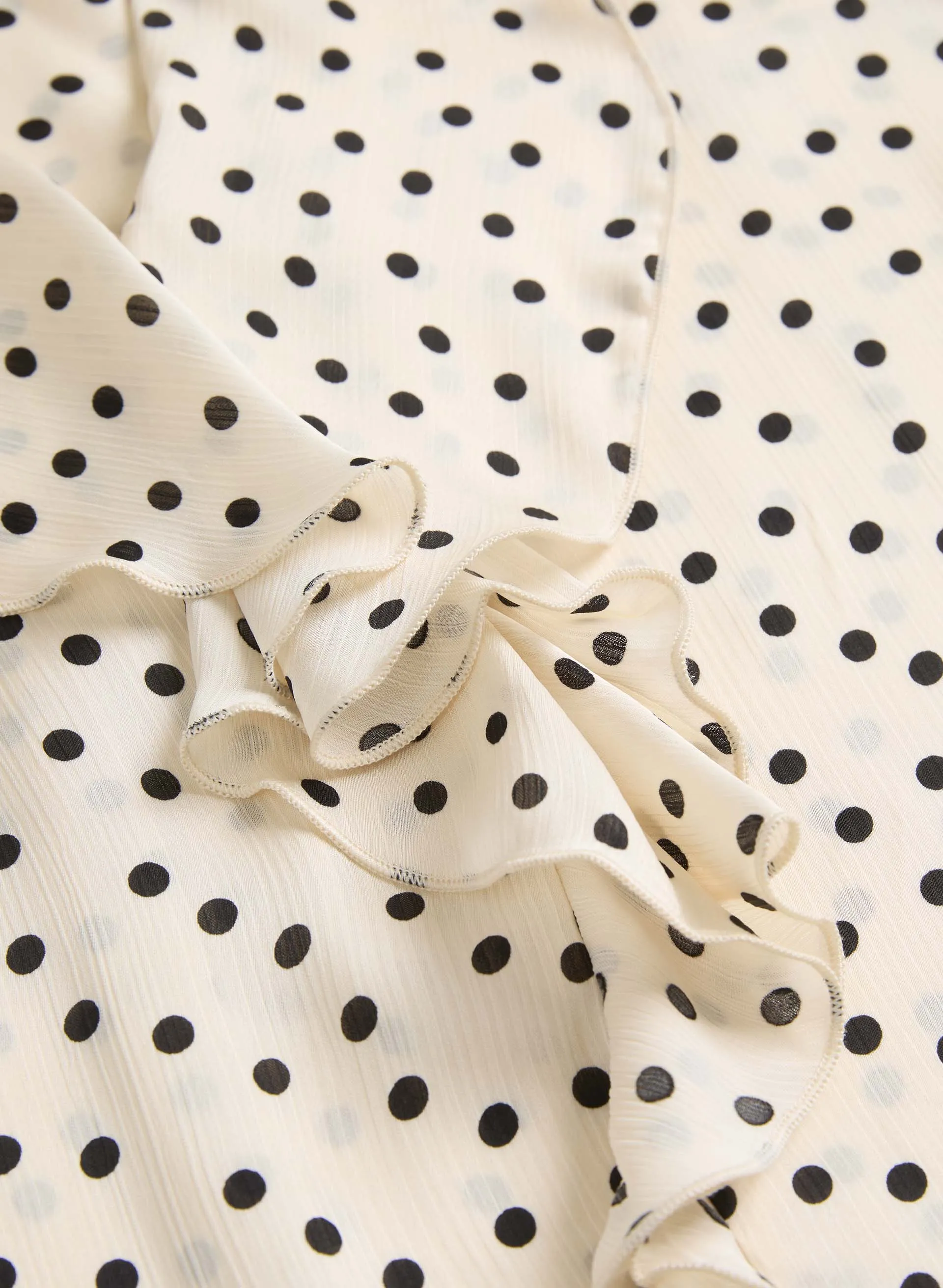 Ruffle Detail Polka Dot Top