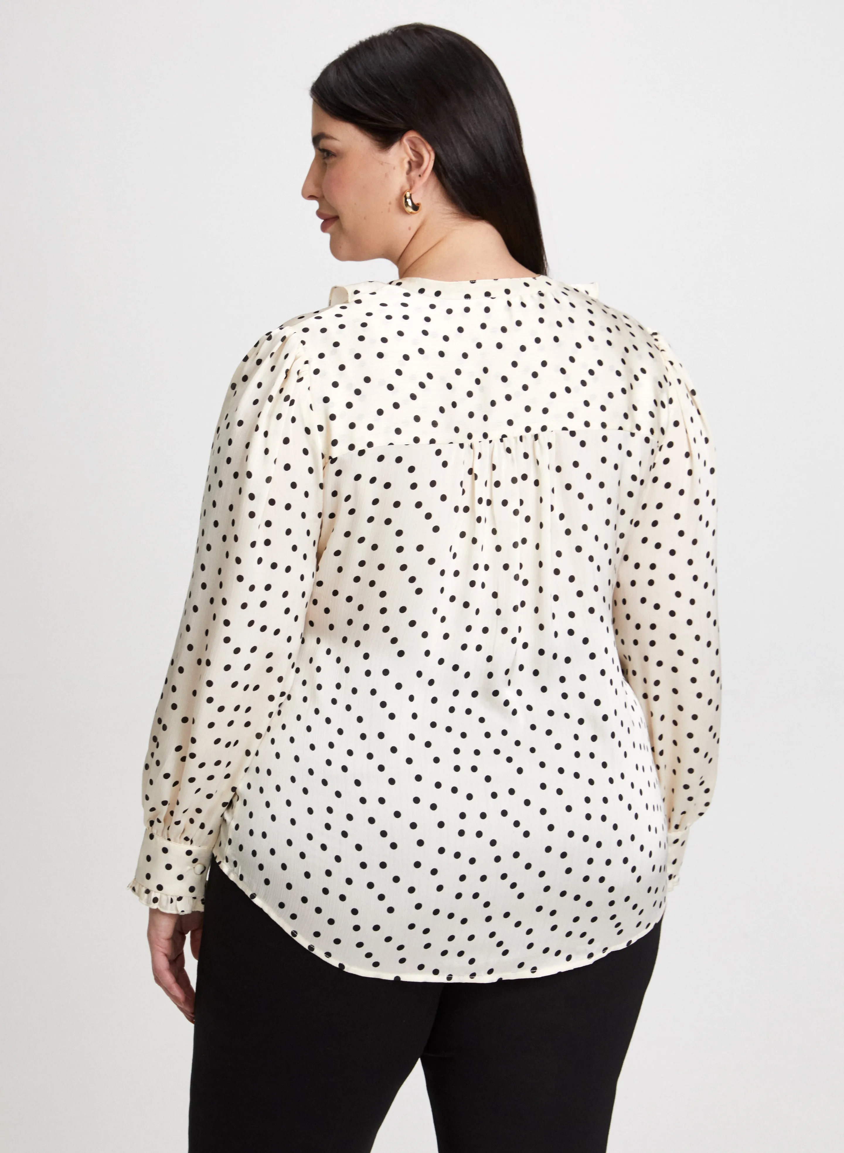 Ruffle Detail Polka Dot Top