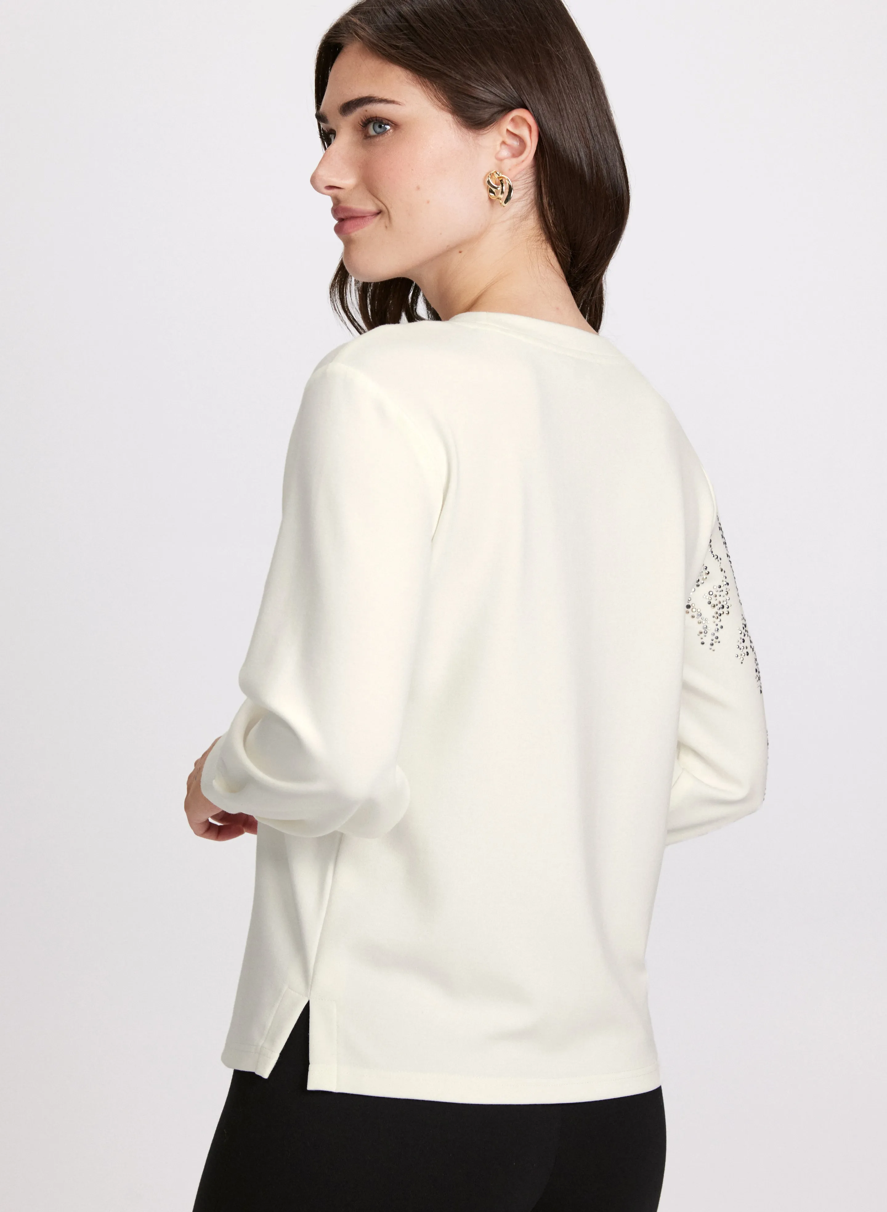 Shimmer Detail Long Sleeve Top