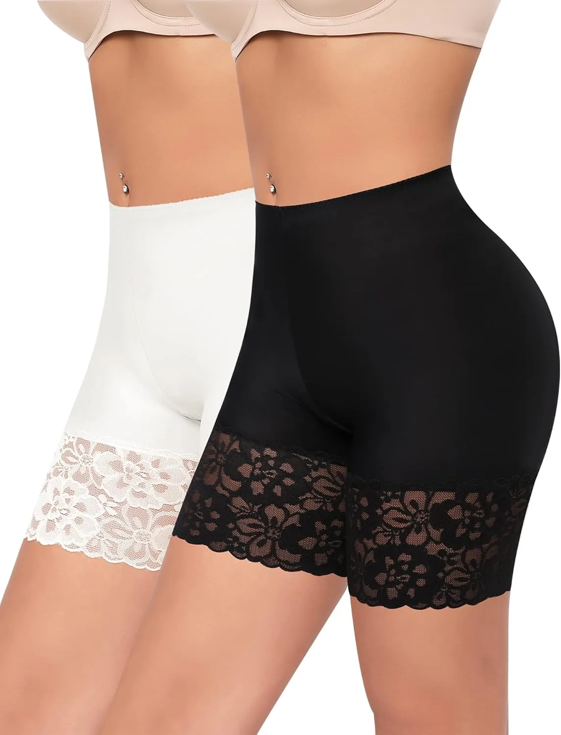 Slip Shorts for Under Dresses Women Anti Chafing Underwear Seamless Boyshorts Panties Lace Under Shorts