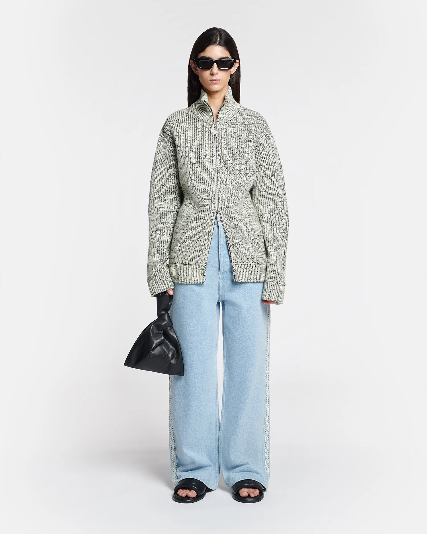 Sonni - Cashmere-Blend Mouline Cardigan - Black/ Moon