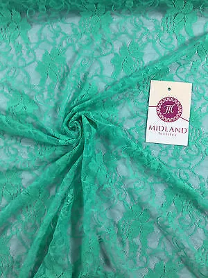 Stretch Floral Lace Semi Transparent Dress Fabric 55" Wide M186-19 Mtex