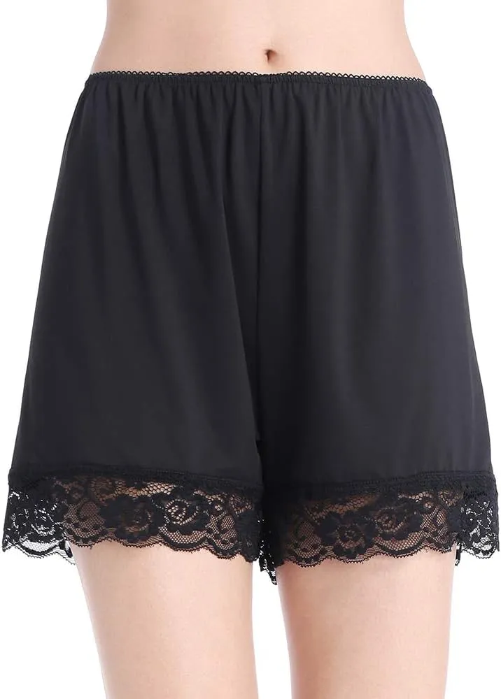 Subuteay Lace Pettipants for Women Slip Shorts Mini Bloomer Pants Mid Thigh Culottes