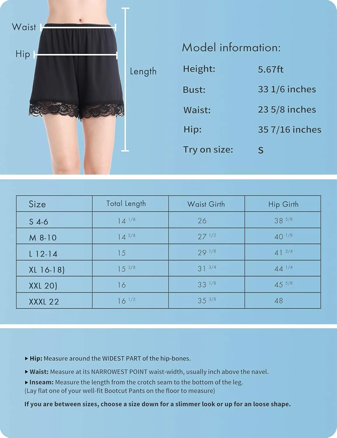 Subuteay Lace Pettipants for Women Slip Shorts Mini Bloomer Pants Mid Thigh Culottes