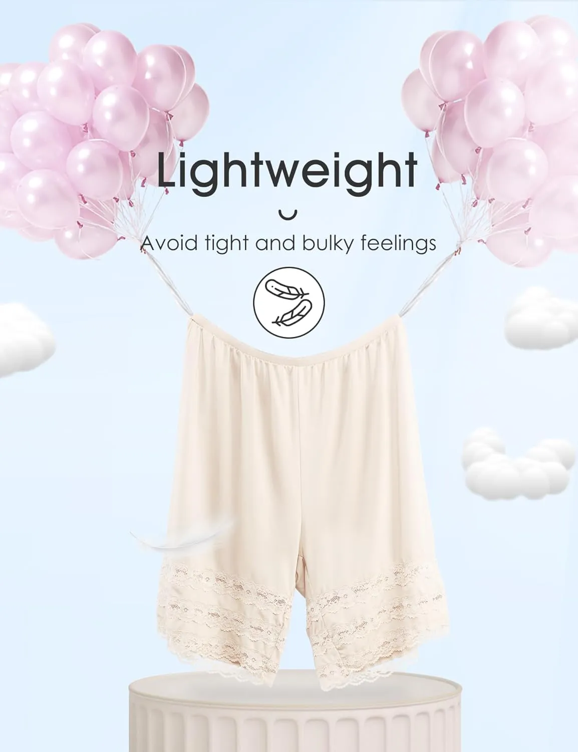 Subuteay Lace Split Slips for Women Smooth Bloomer Pants Above Knee Pettipants