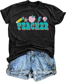 Teacher Shirt Women Teach T Shirt Teach Kindness Shirts Teaching Graphic Tees Back to School Shirt Short Sleeve Tops