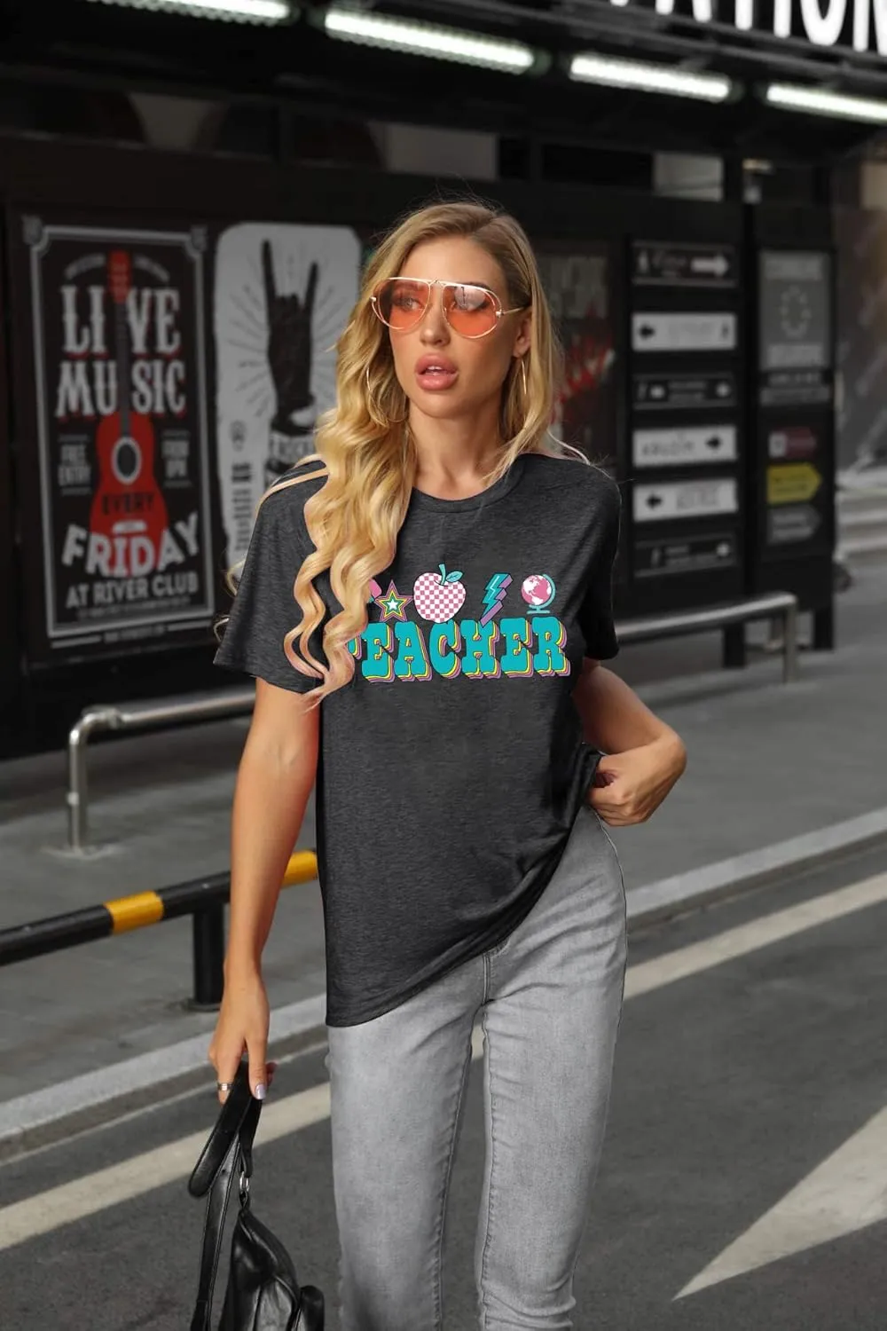 Teacher Shirt Women Teach T Shirt Teach Kindness Shirts Teaching Graphic Tees Back to School Shirt Short Sleeve Tops
