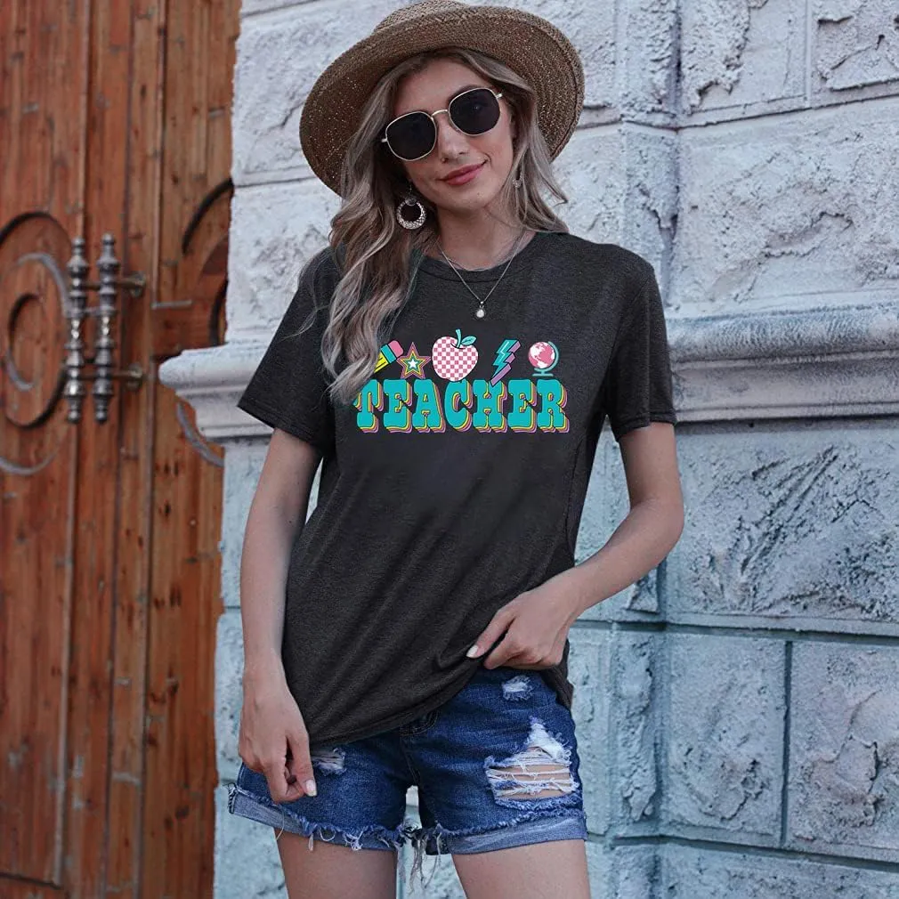 Teacher Shirt Women Teach T Shirt Teach Kindness Shirts Teaching Graphic Tees Back to School Shirt Short Sleeve Tops
