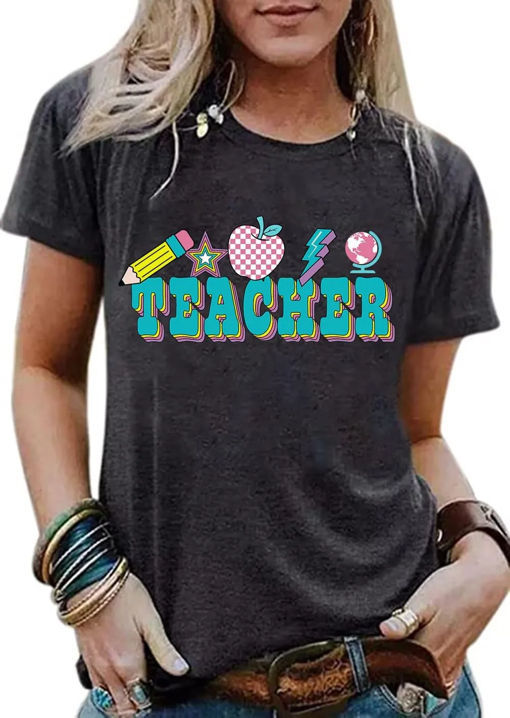 Teacher Shirt Women Teach T Shirt Teach Kindness Shirts Teaching Graphic Tees Back to School Shirt Short Sleeve Tops