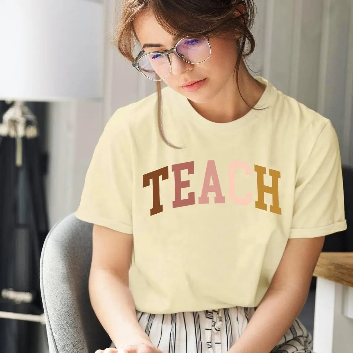 Teacher Shirt Women Teach T Shirt Teach Kindness Shirts Teaching Graphic Tees Back to School Shirt Short Sleeve Tops
