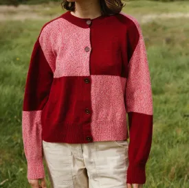 Tewksbury  Check Cardigan - Raspberry