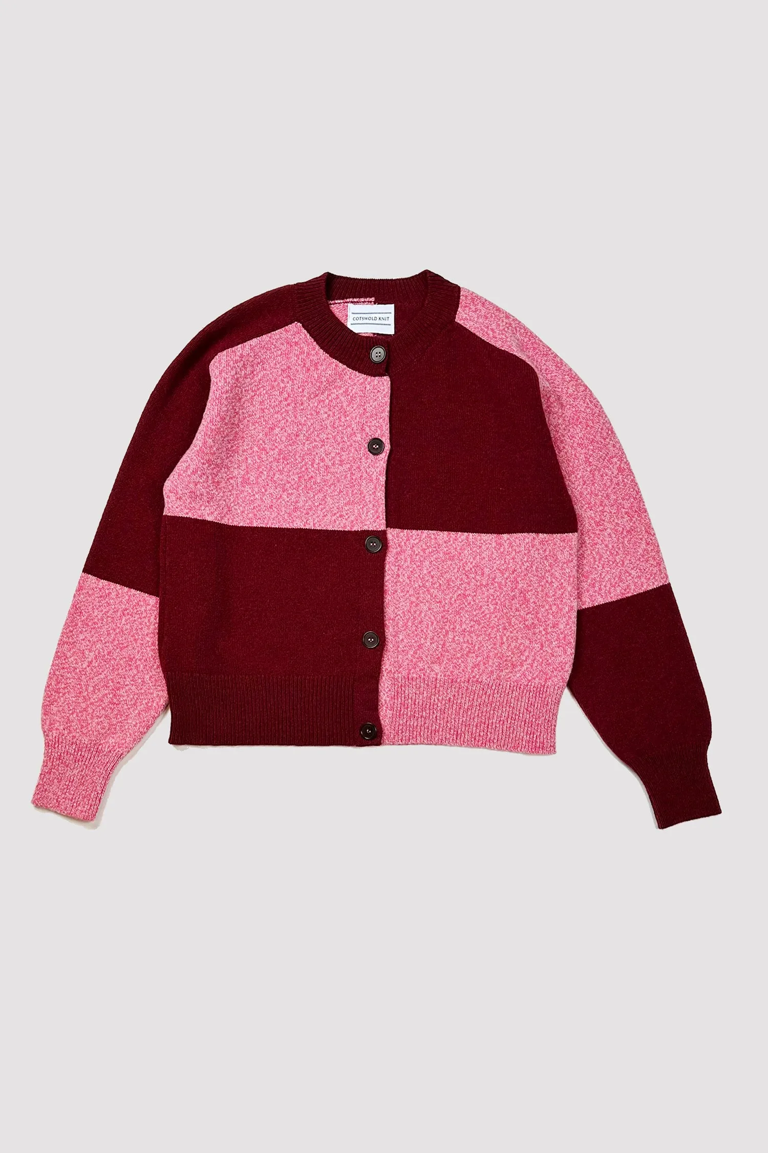 Tewksbury  Check Cardigan - Raspberry
