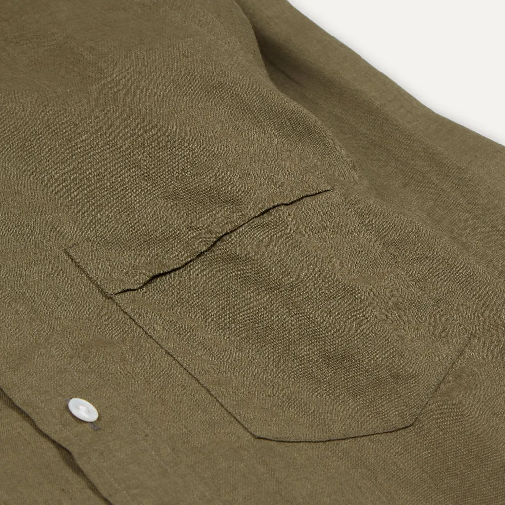 The Linen Summer Shirt; Khaki Green