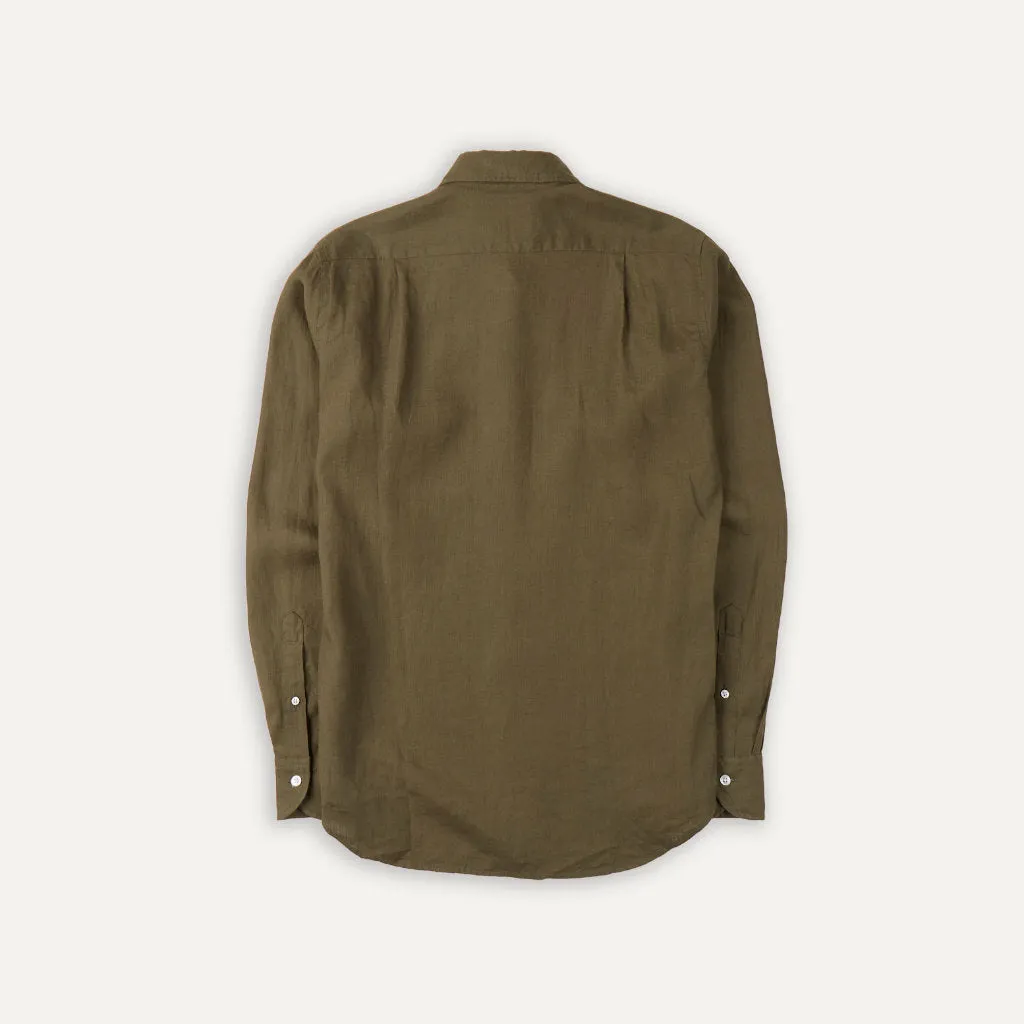 The Linen Summer Shirt; Khaki Green