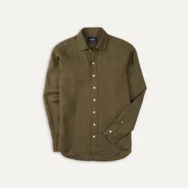 The Linen Summer Shirt; Khaki Green