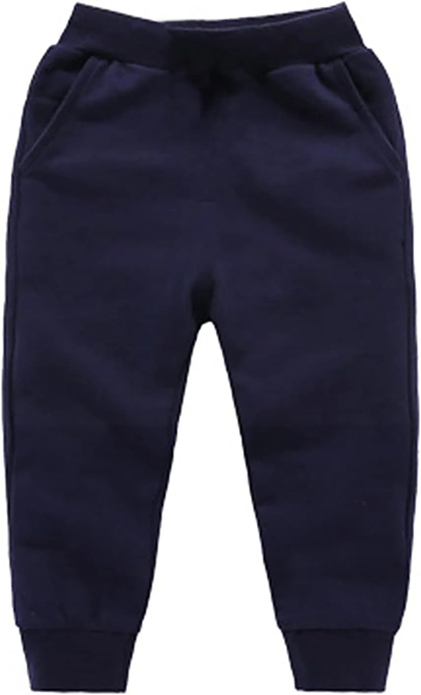Toddler Girls Boy's Sweatpants Baby Cotton Pull on Jogger Pants Kids Solid Elastic Waist Loose Athletic Trousers
