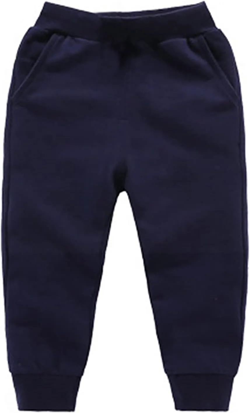 Toddler Girls Boy's Sweatpants Baby Cotton Pull on Jogger Pants Kids Solid Elastic Waist Loose Athletic Trousers