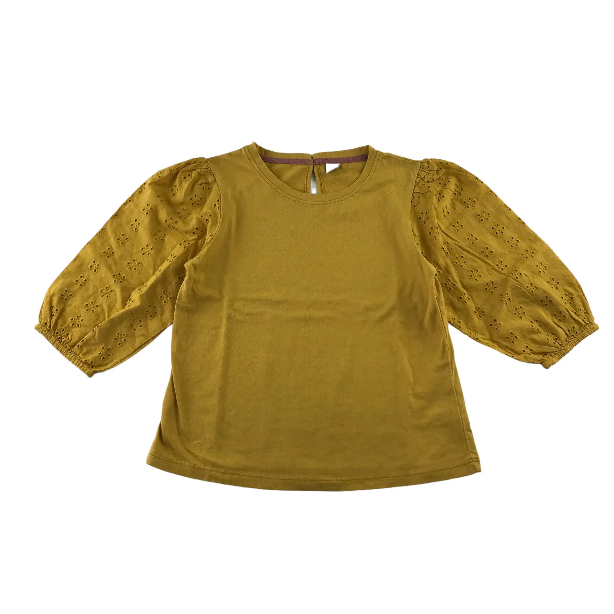 Tu t-shirt 7-8 years mustard yellow puffy embroidered sleeves cotton