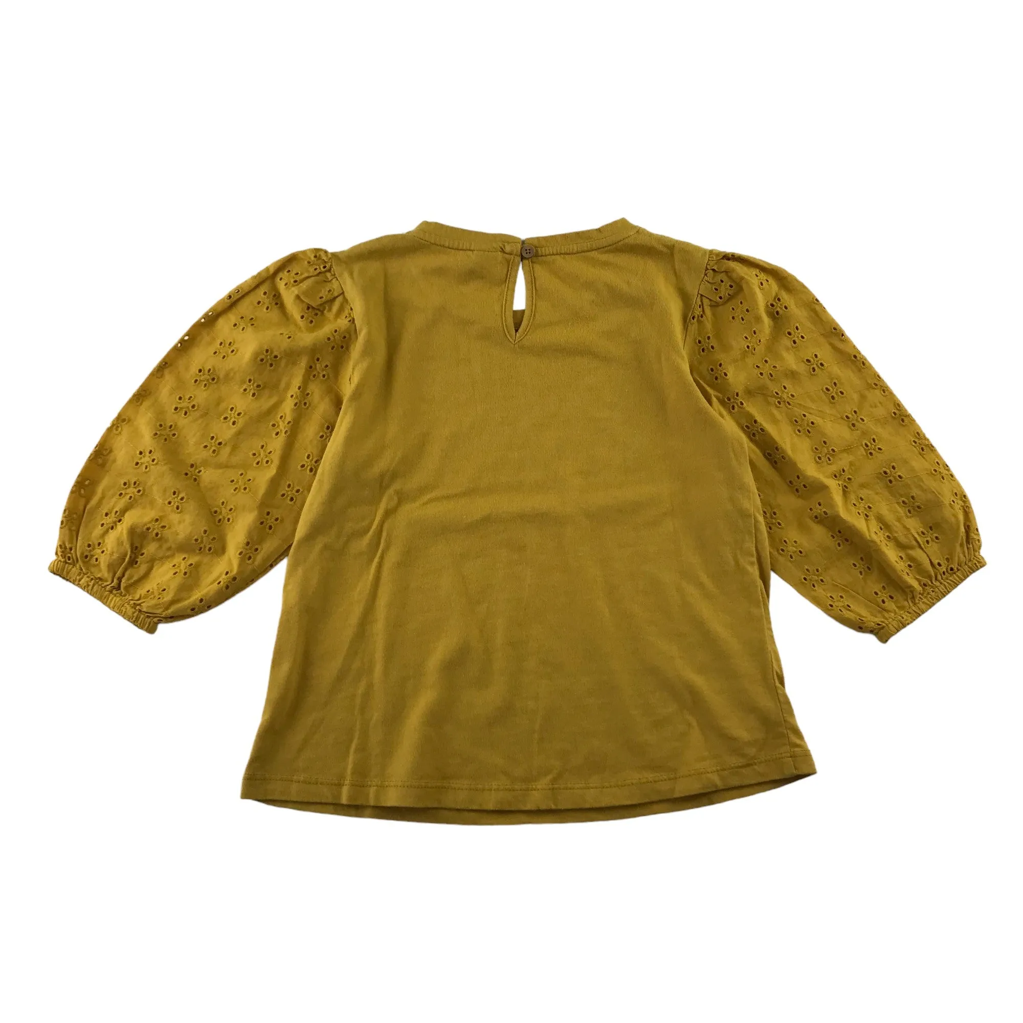 Tu t-shirt 7-8 years mustard yellow puffy embroidered sleeves cotton