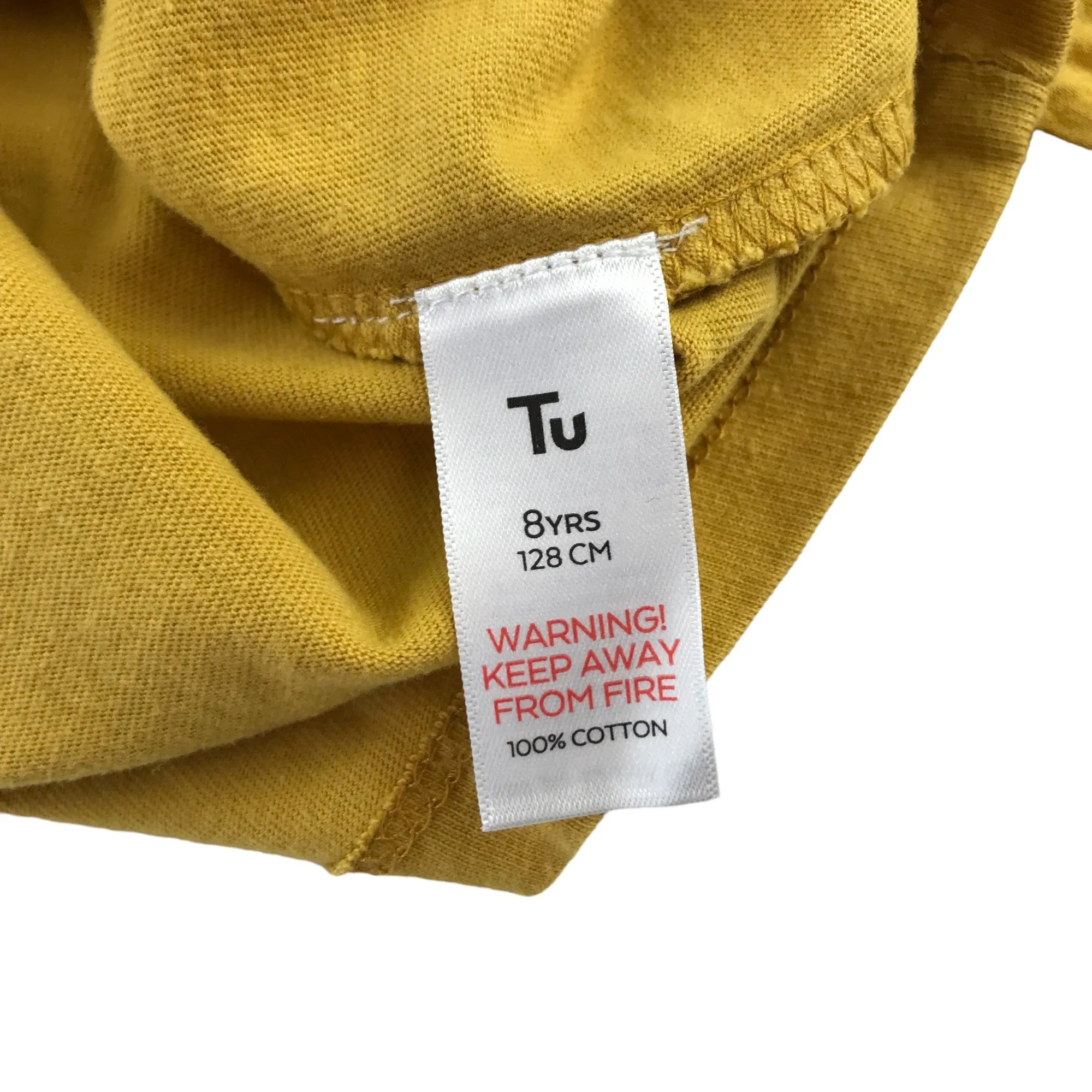 Tu t-shirt 7-8 years mustard yellow puffy embroidered sleeves cotton