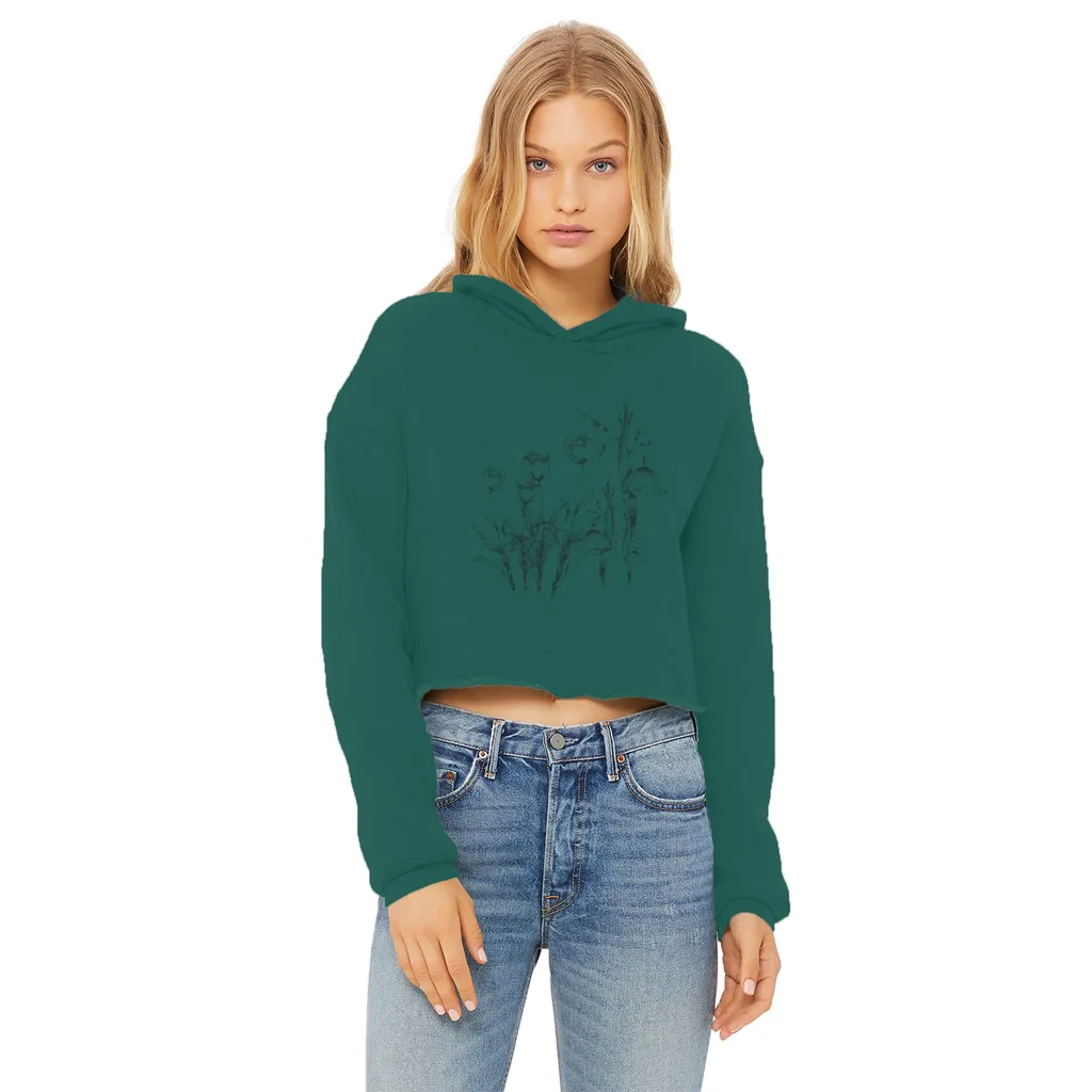 tulip illustrations vintage cropped raw edge graphic hoodie