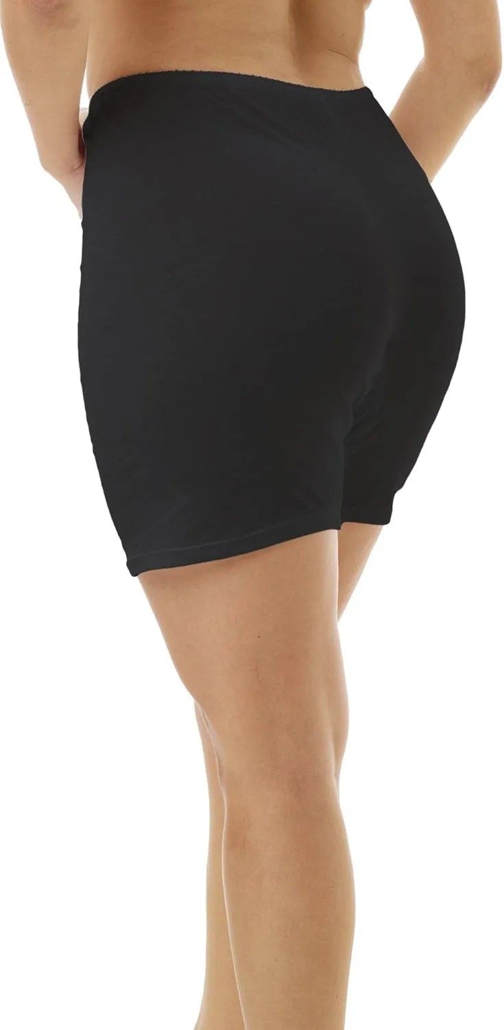 Underworks USA Womens 100% Cotton Cuff Leg Boy-Leg Brief Bloomers Pettipants Slip Shorts 8-inch Inseam 3-Pack