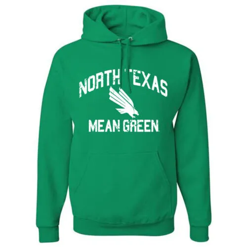 University North Texas UNT Mean Green Distressed Retro Logo Long Sleeve Hoodie