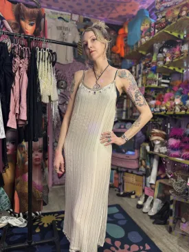 Vintage 80’s Beaded White Silk Shift Dress
