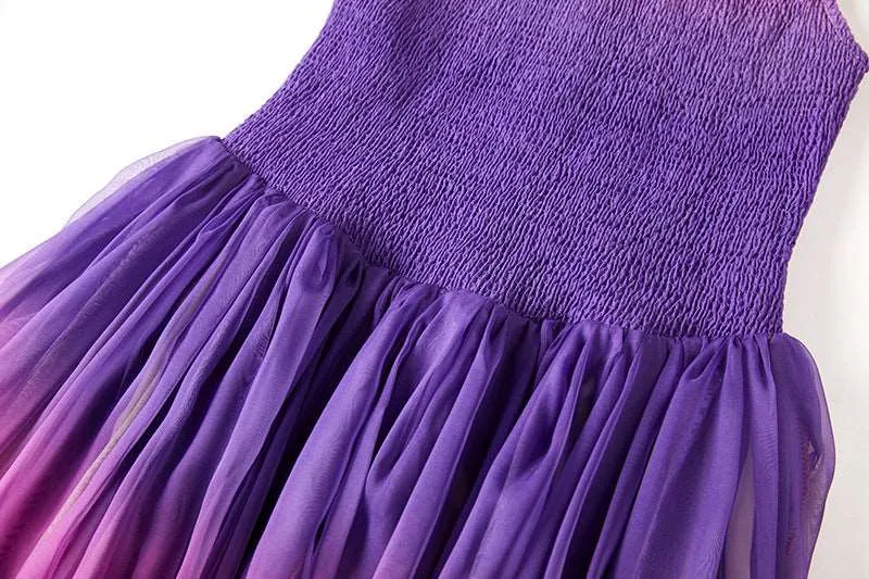 Women's A- Line Rainbow Gradient Chiffon Dress