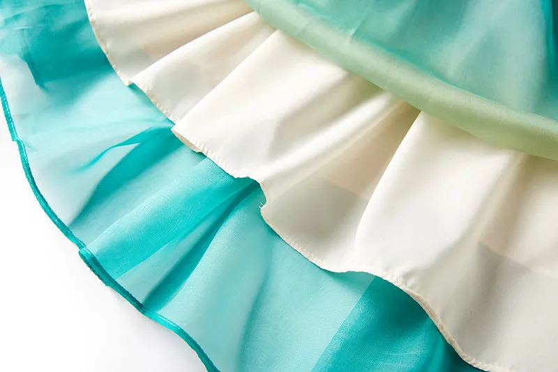 Women's A- Line Rainbow Gradient Chiffon Dress