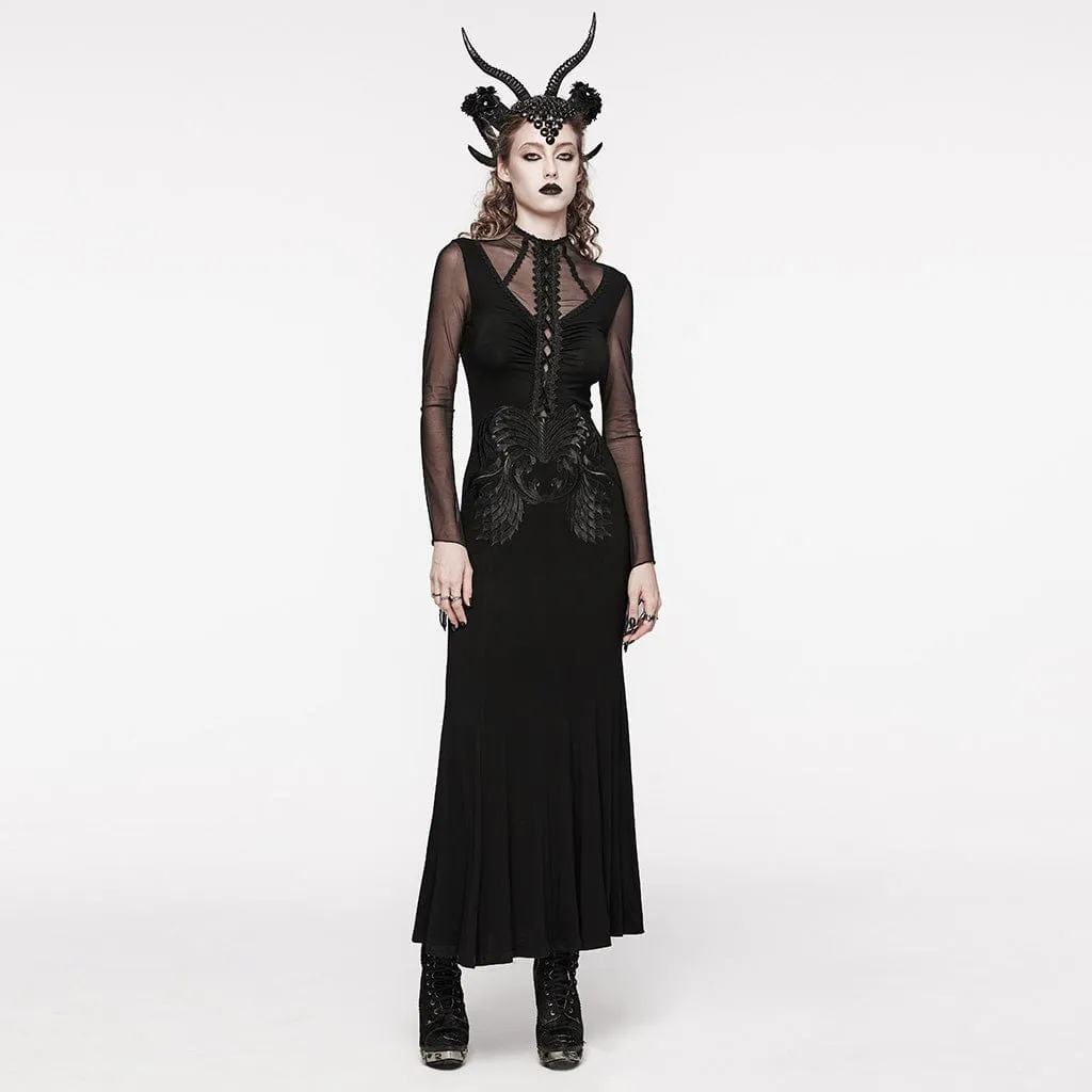 Women's Gothic Mesh Splice Fishtail Wedding Dress