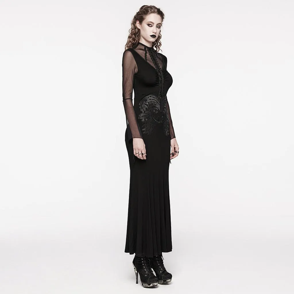 Women's Gothic Mesh Splice Fishtail Wedding Dress