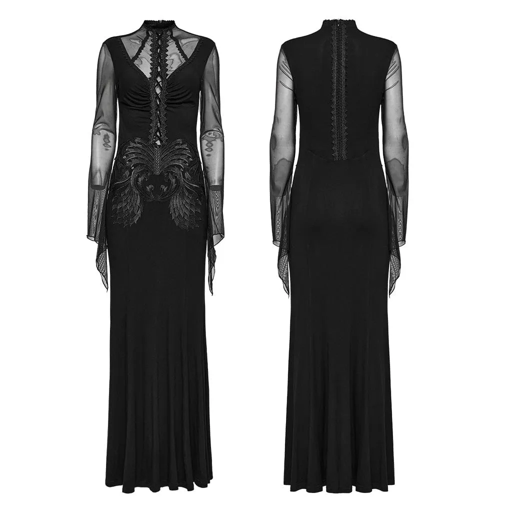 Women's Gothic Mesh Splice Fishtail Wedding Dress