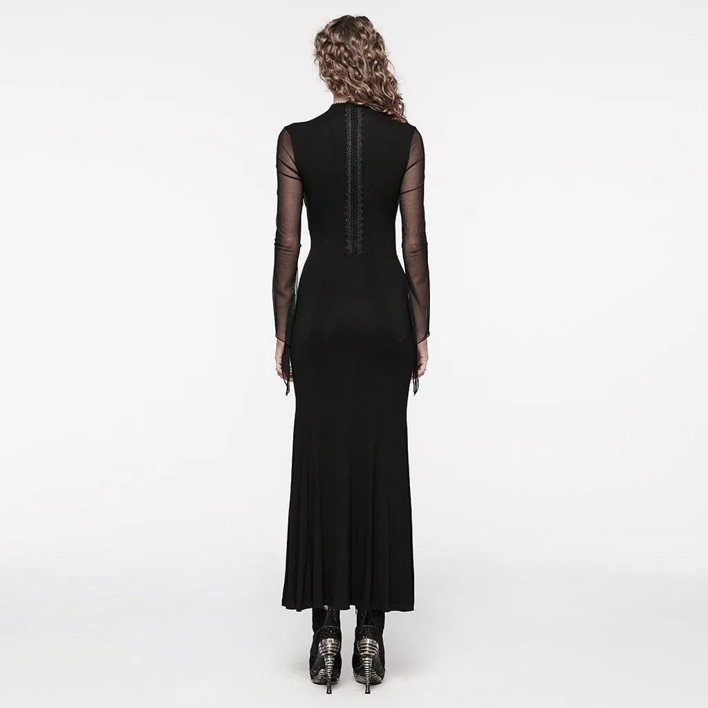 Women's Gothic Mesh Splice Fishtail Wedding Dress