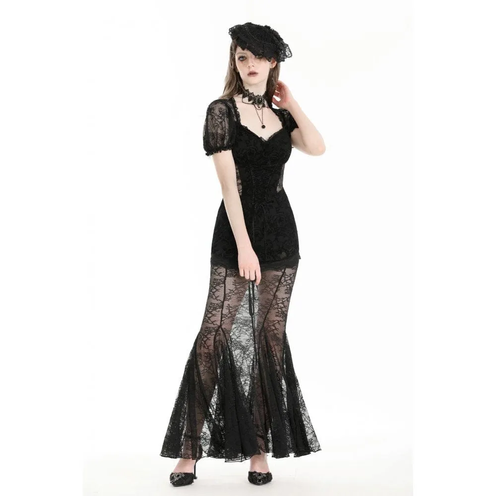 Women's Gothic Puff Sleeved Fishtailed Prom Dress