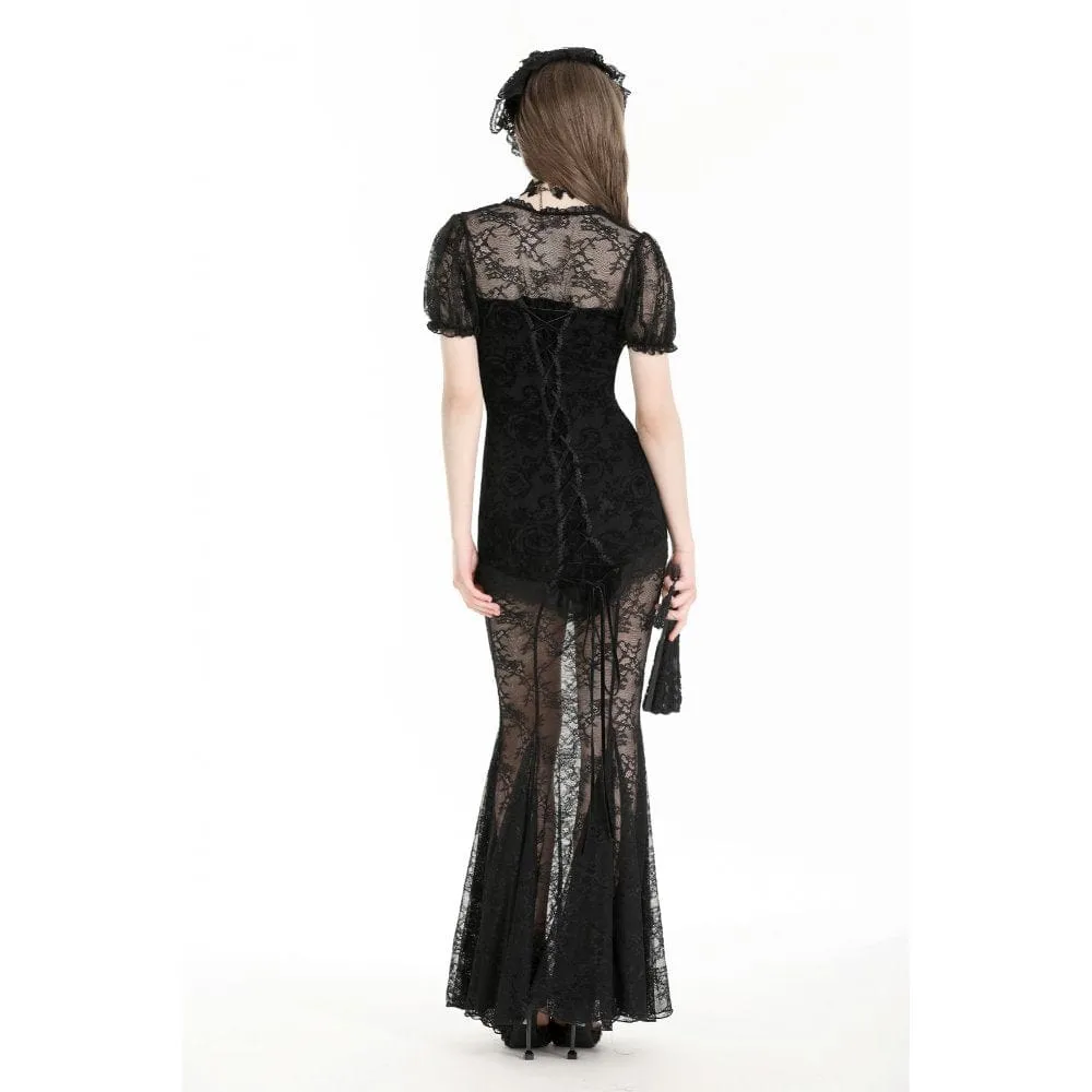 Women's Gothic Puff Sleeved Fishtailed Prom Dress