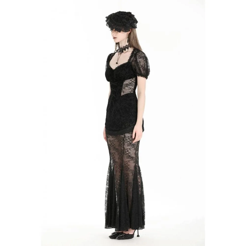 Women's Gothic Puff Sleeved Fishtailed Prom Dress