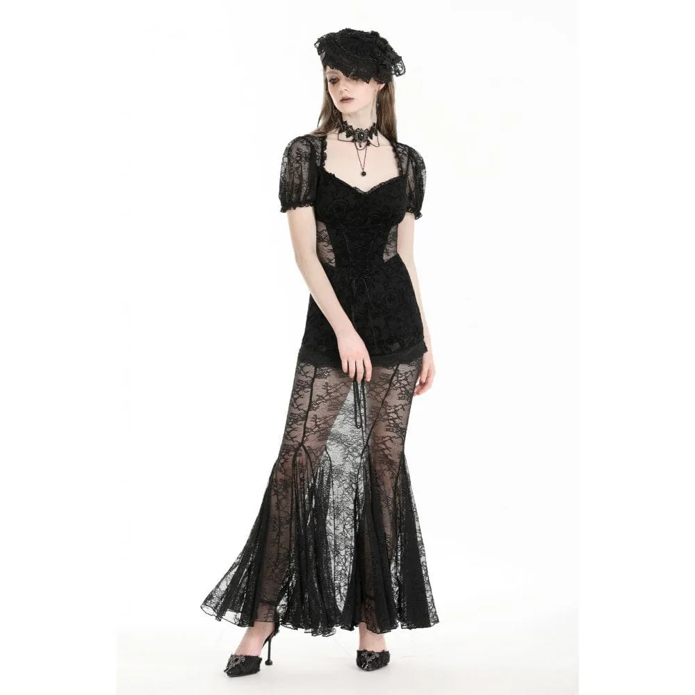 Women's Gothic Puff Sleeved Fishtailed Prom Dress