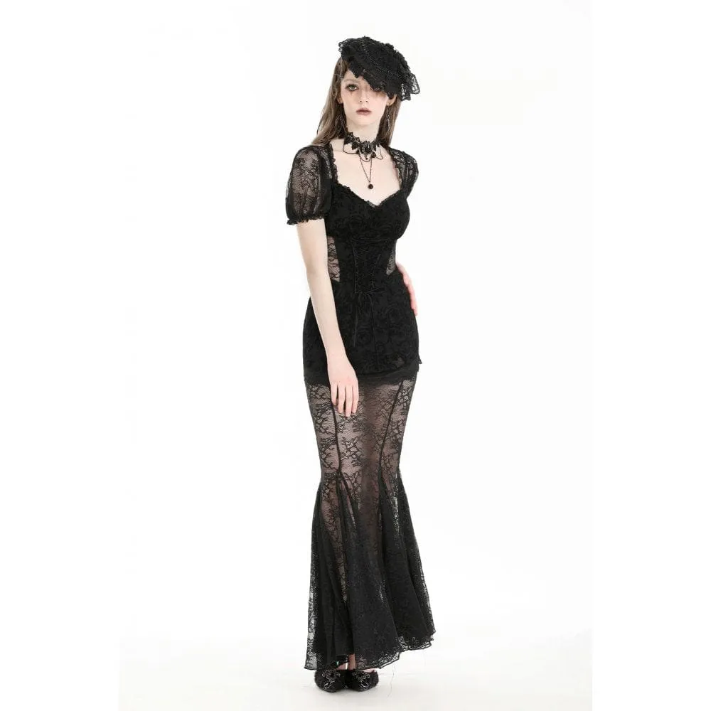 Women's Gothic Puff Sleeved Fishtailed Prom Dress
