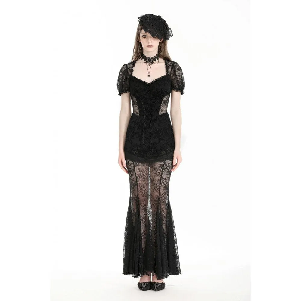 Women's Gothic Puff Sleeved Fishtailed Prom Dress