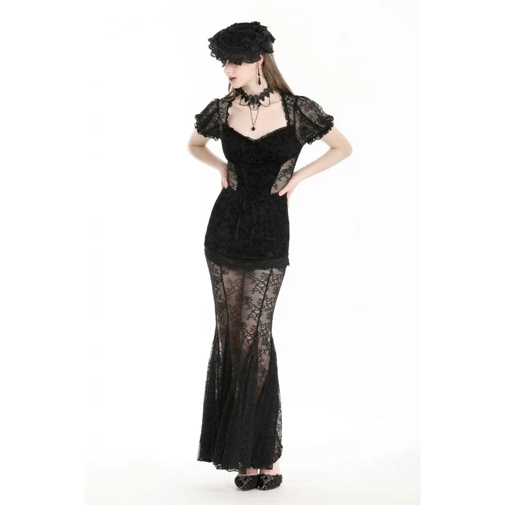 Women's Gothic Puff Sleeved Fishtailed Prom Dress