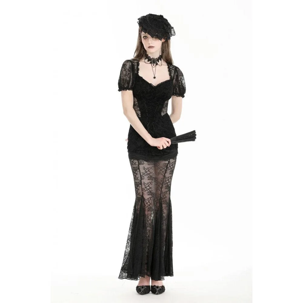 Women's Gothic Puff Sleeved Fishtailed Prom Dress