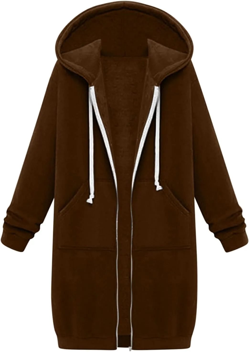Womens Long Sweatshirts Oversized Zip Up Hoodies Knee length Long Fleece Tunic Sweatshirts Hoodie Fall Jackets Coats
