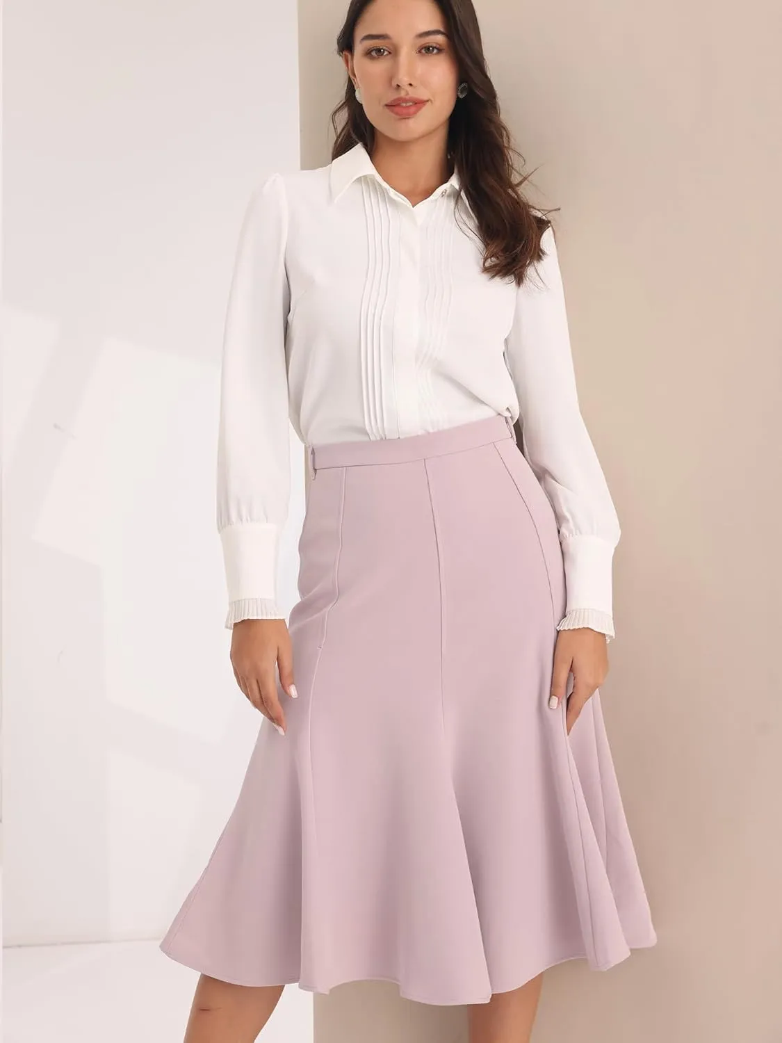 Women's Mermaid Skirt Work High Waist Elegant Midi Fishtail Skirt